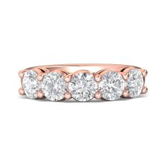 Five Stone Shared Prong Contour Diamond Wedding Ring In 18K Rose Gold