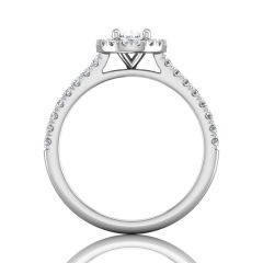 Oval Cut Halo Diamond Engagement Ring 4 Claw Centre Stone Pave Setting Side stone In 18k White Gold