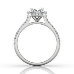 Radiant Cut Diamond Halo Engagement Ring with Pave Side Stones Setting -Platinum