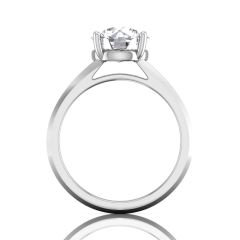 Wide Band Round Cut Diamond Engagement Solitaire Ring -Platinum