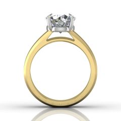 Wide Band Round Cut Diamond Engagement Solitaire Ring -18K Yellow