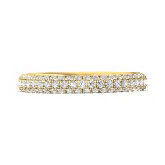 Trio Micropavé Diamond Wedding Ring In 18k Yellow Gold  (0.60CT .TW)
