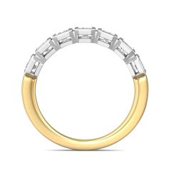 1.00 CT 7 Stones Emerald Cut Diamond Wedding Band Bezel Set-18K Yellow