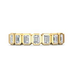 1.00 CT 7 Stones Emerald Cut Diamond Wedding Band Bezel Set-18K Yellow