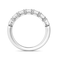 1.00 CT 7 Stones Emerald Cut Diamond Wedding Band Bezel Set-18K White