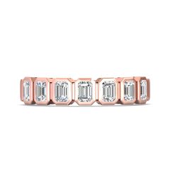 1.00 CT 7 Stones Emerald Cut Diamond Wedding Band Bezel Set-18K Rose