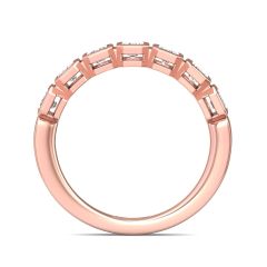1.00 CT 7 Stones Emerald Cut Diamond Wedding Band Bezel Set-18K Rose