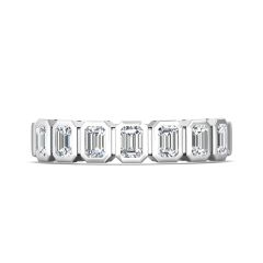 1.00 CT 7 Stones Emerald Cut Diamond Wedding Band Bezel Set-18K White