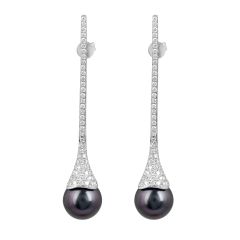 Tahitian Cultured Pearl and Diamond Earring