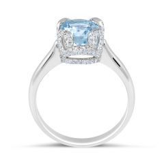 Aquamarine Diamond Ring in18 Karat White Gold Oval-Cut - Custom engagement rings