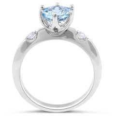Aquamarine Diamond Ring in Knife Edge Setting Engagement rings 
