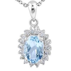 Aquamarine Diamond Halo Pendant in 18 Karat White Gold