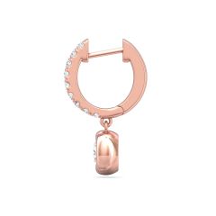 Bezel Set 1.75CT Lab Grown Diamond Hoop Earrings Pave Set Loop Stone In 18K Rose Gold 