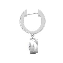 2.00CT Centre Stone Hoop Diamond Earring Round Cut Bezel Setting Centre Stone Pave Setting Side Stone in 18K White Gold