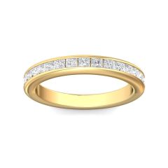 Channel Set Women's Princess Cut Diamond Wedding Ring In 18K Yellow Gold 