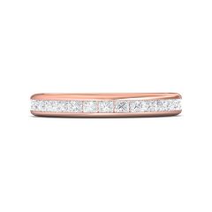 Ladies Diamond Wedding Ring Channel Setting Princess Cut Diamonds In 18K Rose Gold