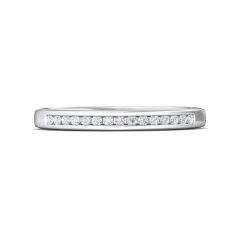  Channel Setting Flat Profile Diamond Wedding Ring Shiny Finish In 18K White Gold 