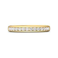 Diamond Gold Ladies Wedding Ring Channel Setting Shiny Finish In 18K Yellow Gold 