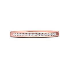 Women's Diamond Wedding Band Flat Profile Shiny finish In 18K Rose Gold