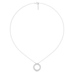 Eternity Circle Lab Grown Diamond Pendant Share Prong Setting In 18K White Gold 