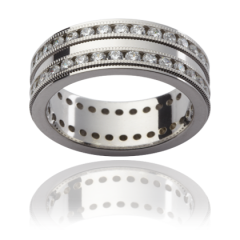 18K White Gold Gents Diamond Wedding Band 