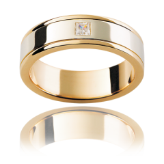 18K White And Yellow Gold Gents Diamond Wedding Band