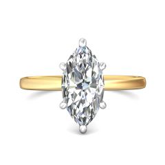 Marquise Cut Solitaire Diamond Engagement Ring 6 Claw Setting In a Plain round Shape Band