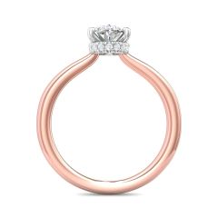 Oval Cut Solitaire & Hidden Halo Two-Tone Diamond Engagement Ring In 18K Rose And White Gold 