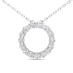 Eternity Circle Lab Grown Diamond Pendant Share Prong Setting In 18K White Gold 