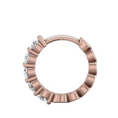 18K Rose Gold Hoop Diamond Earrings Set With Round Cut Diamonds Share Prong Setting 
