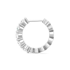 Hoop Diamond Earrings Round Cut Diamonds Share Claw Setting In 18K White Gold 