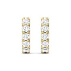 Hoop Diamond Earrings Round Shape Round Cut Diamond Share Prong Setting In 18K Yellow Gold 