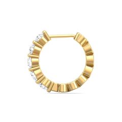 Hoop Diamond Earrings Round Shape Round Cut Diamond Share Prong Setting In 18K Yellow Gold 