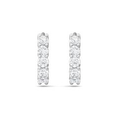 Huggies Diamond Hoop Earrings Share Prong Setting In 18K White Gold