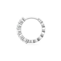 Huggies Diamond Hoop Earrings Share Prong Setting In 18K White Gold