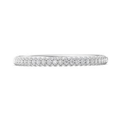 Women's Diamond Wedding Ring hand-set in a sleek Three-Row Pave Setting In 18K White Gold 