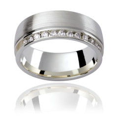 18K White and Rose Gold (8.00MM) Diamond wedding band Channel Setting 