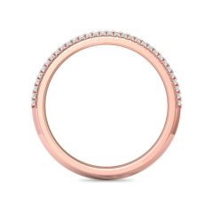 Women Diamond Knife Edge Wedding Ring Two Row Setting Round Cut Pave setting In 18K Rose Gold 