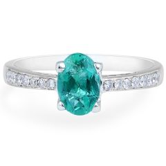 Emerald Diamond Engagement Ring in 18 Karat White Gold - Diamond rings