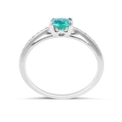 Emerald Diamond Engagement Ring in 18 Karat White Gold - Gemstone rings