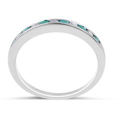 Emerald Diamond Band in 18 Karat White Gold
