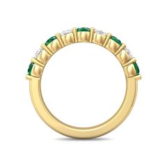 Diamond Emerald Women's Wedding Ring Share Prong Setting In 18K Yellow Gold 