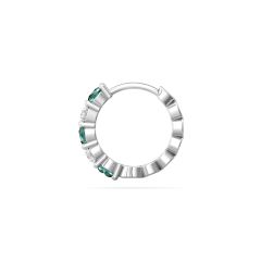 Hoop Emerald Diamond Earring Share Claw Setting In 18K White Gold 
