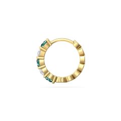 Emerald Hoop Diamond Earring Share Prong Setting In 18K Yellow Gold 