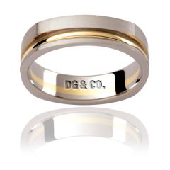 Two-Tone Classic Gents wedding Ring In 5.00MM Width Set in 9K