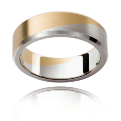Gents Wedding Band with flat profile and beveled edges.-9K Yellow