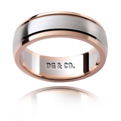 9K White and Rose Gold Brushed Wedding Ring