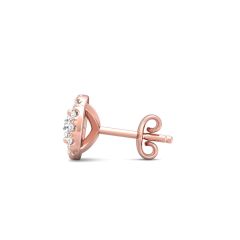 Stud Diamond Earrings Halo Style Round Cut Diamond Centre Pave Setting Side Stone In 18K Rose Gold