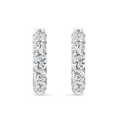 Diamond Hinged Hoop Earrings Scallop Set Diamonds on interior and exterior of the design In 18K White Gold 