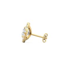 2.60CT Lab Grown Diamond Stud Halo Earrings IGI Certified 4 Prongs Setting Centre Side Stone Pave Setting In 18K Yellow Gold 